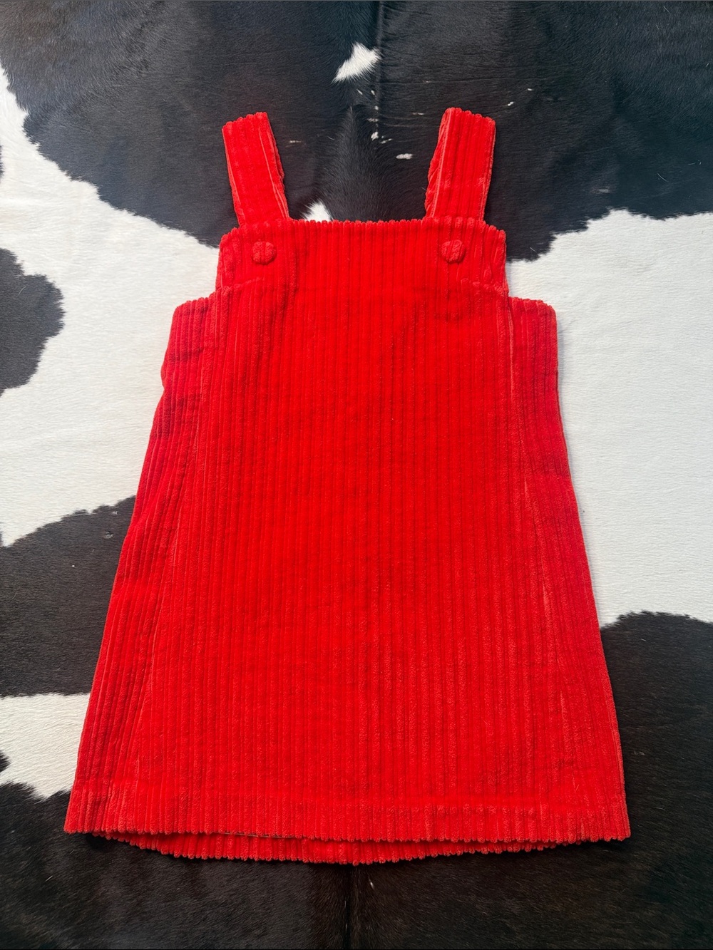 Women's Red Corduroy Mini Pinafore Dress